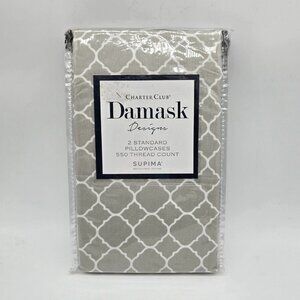 Charter Club Pillowcases Std Supima 550TC Gray 2-Pack NWT Luxe Bedding